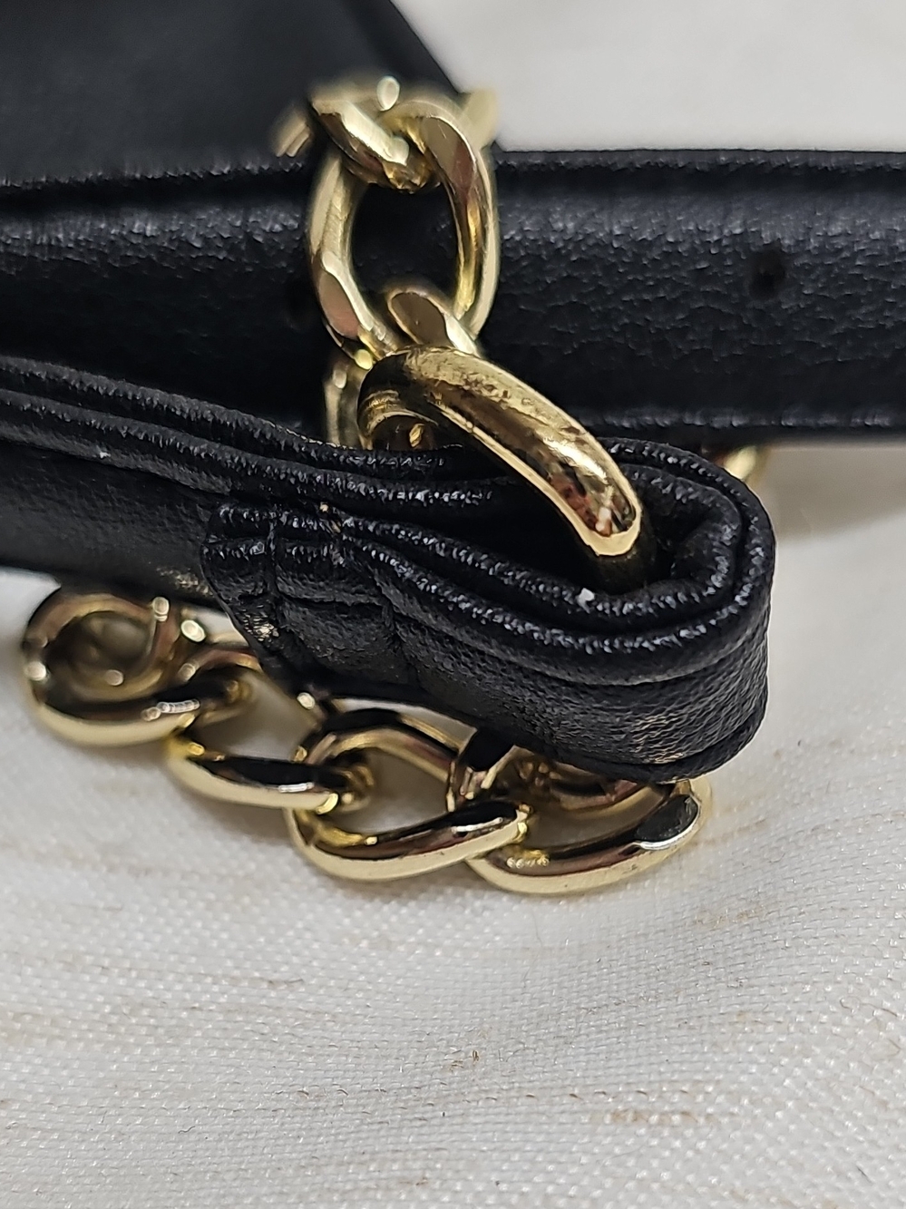 Black Women’s Crossbody Bag with Gold Accent - Picture 3 of 7